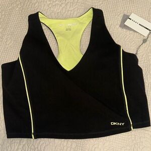 DKNY Black and Neon Yellow Sports Bra